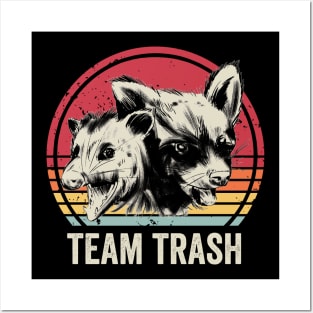 Team Trash Funny Raccoon Opossum Posters and Art